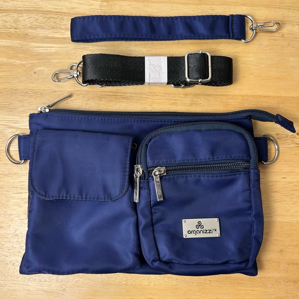 ORGANIZZI RFID 3 In 1‎ Bag Navy Wristlet-Waist-Crossbody 6.25” X 9” Travel
